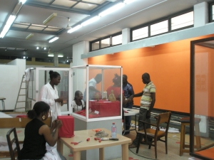 Installation of Koma exhibition in Ghana (courtesy of Mme Irit Narkiss)